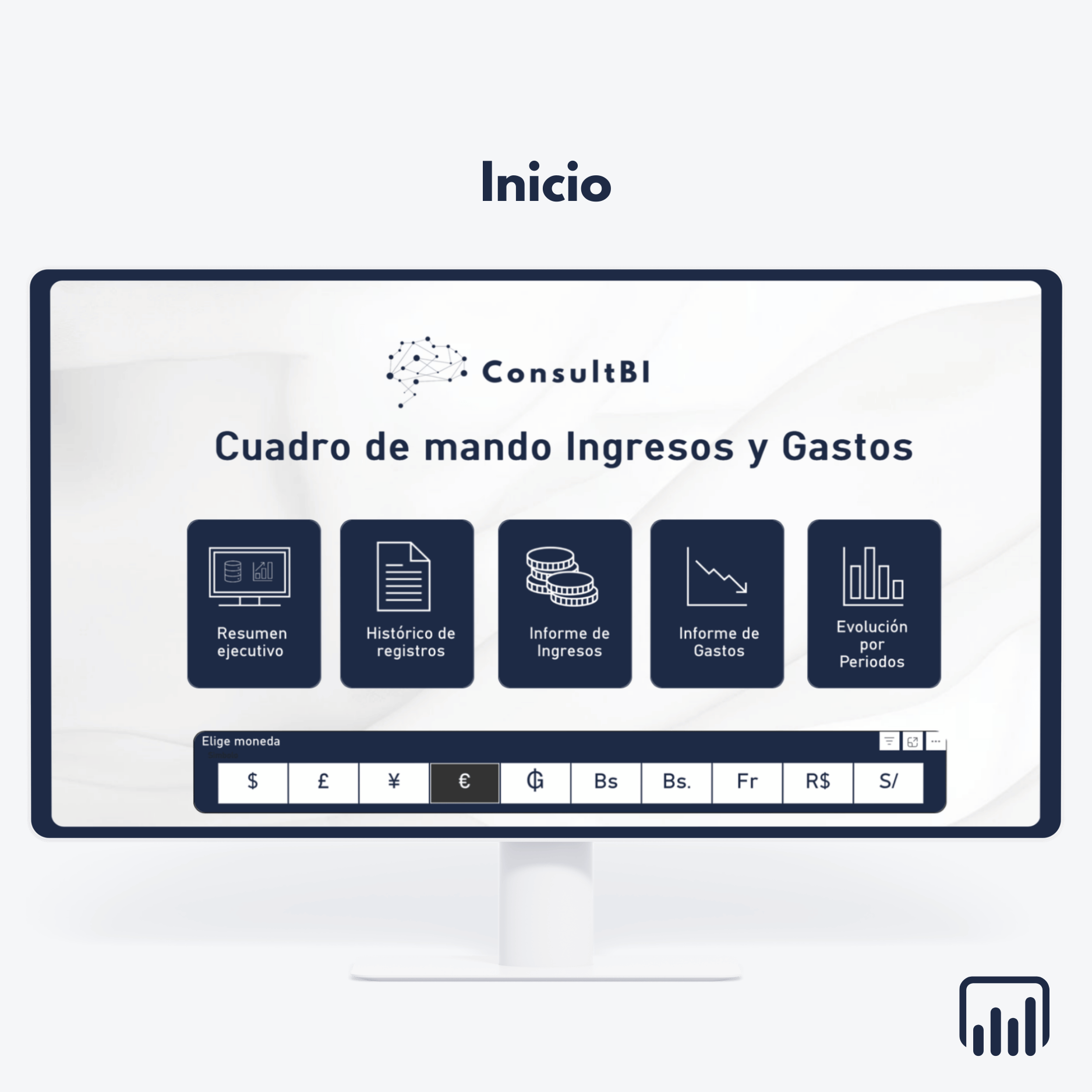 Pantalla de ordenador con dashboard financiero de ingresos y gastos - Análisis y reporting financiero