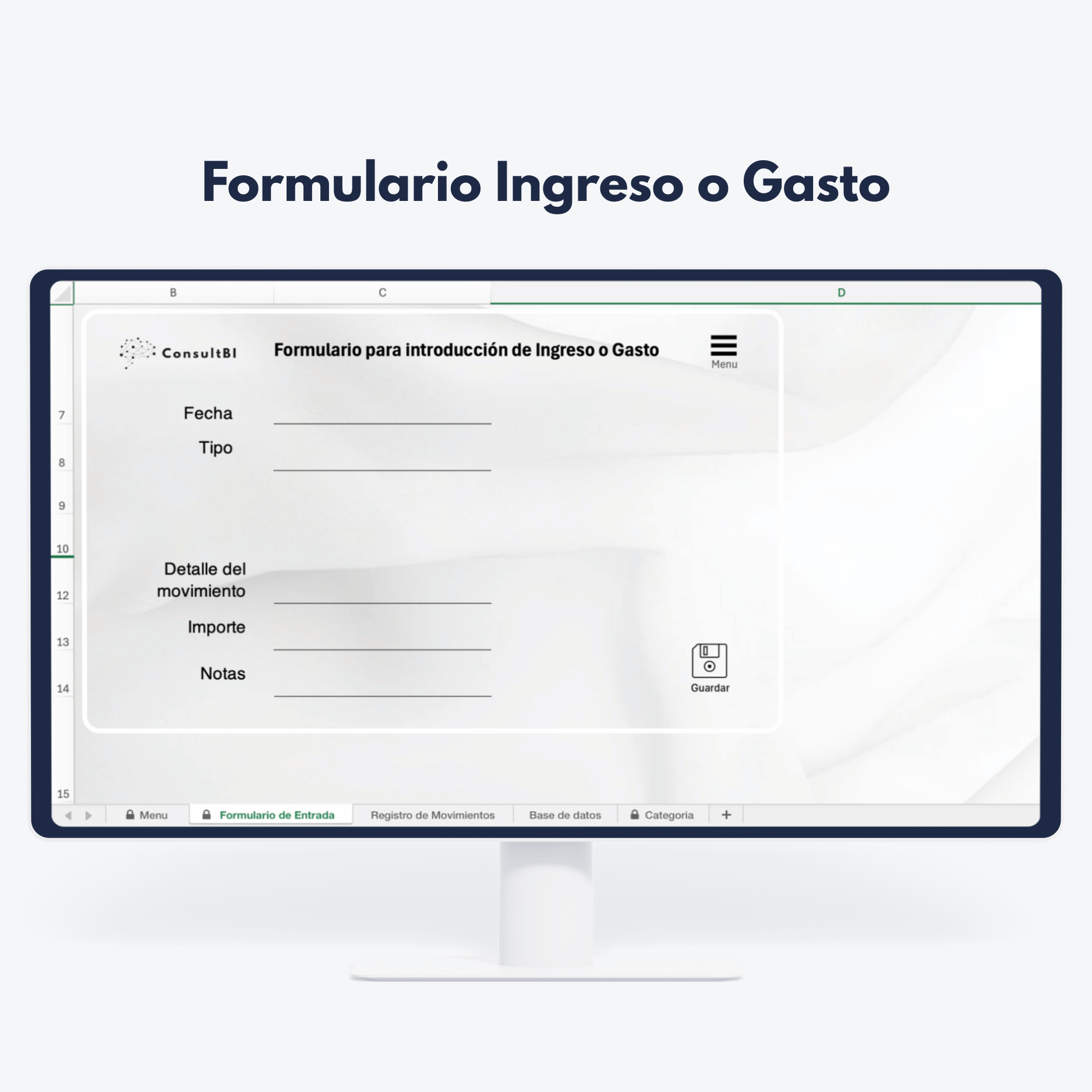 Pantalla con formulario digital de ingresos y gastos - Gestión financiera y análisis de datos contables
