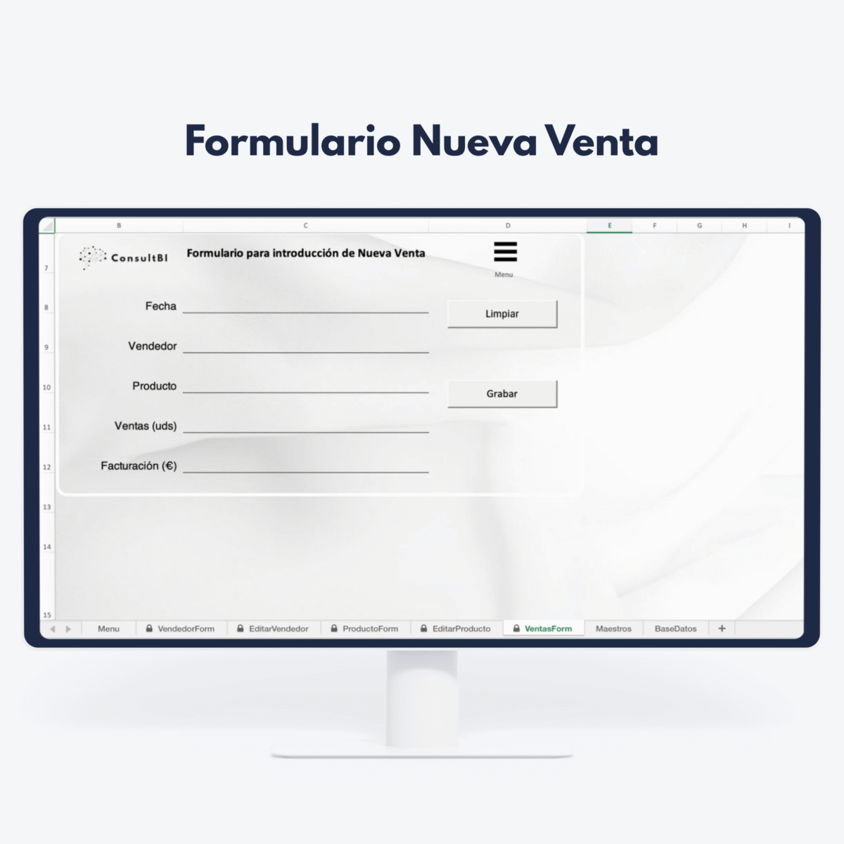 Pantalla con formulario digital de nueva venta - Gestión y análisis de datos comerciales en retail