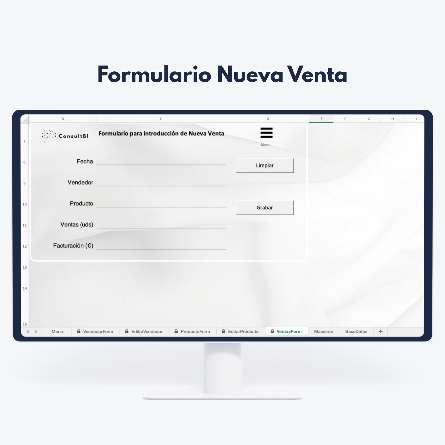 Pantalla con formulario digital de nueva venta - Gestión y análisis de datos comerciales en retail